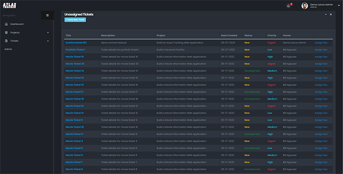 Atlas Tracker Unassigned View